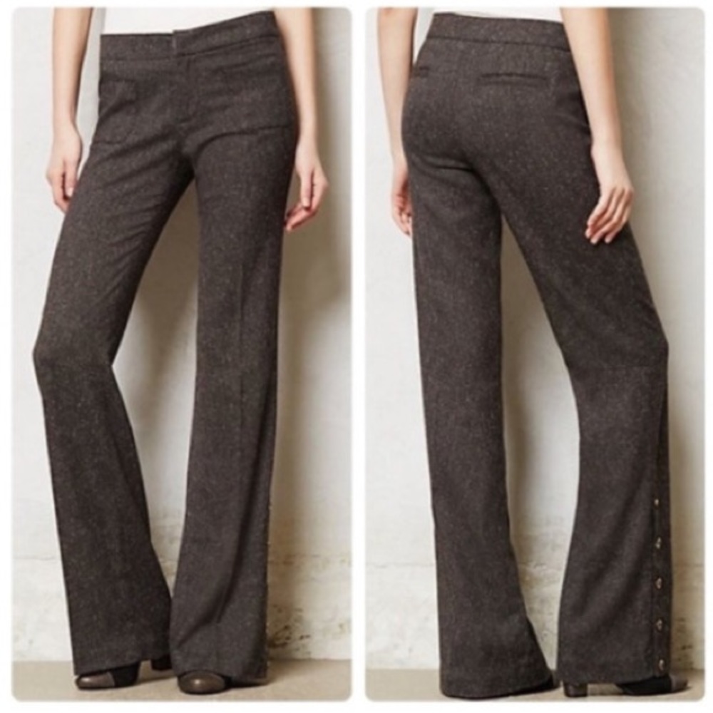 Anthropologie Elevenses Brighton Wide Leg Button Trouser Pants